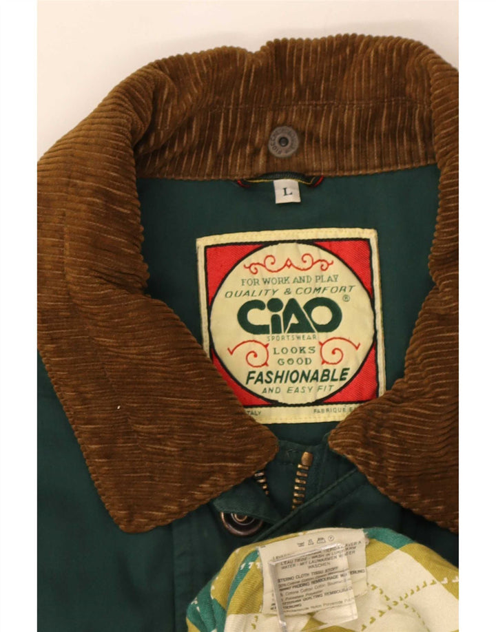 Abrigo Ciao para hombre UK 40 Algodón color block verde grande