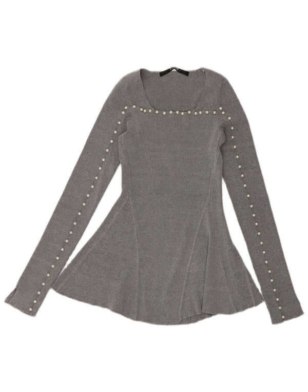 Guess Blusa de manga larga para mujer UK 6 XS Viscosa gris