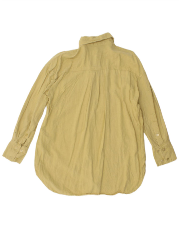 ZARA Mujer Camisa Oversize UK 6 XS Lino Amarillo