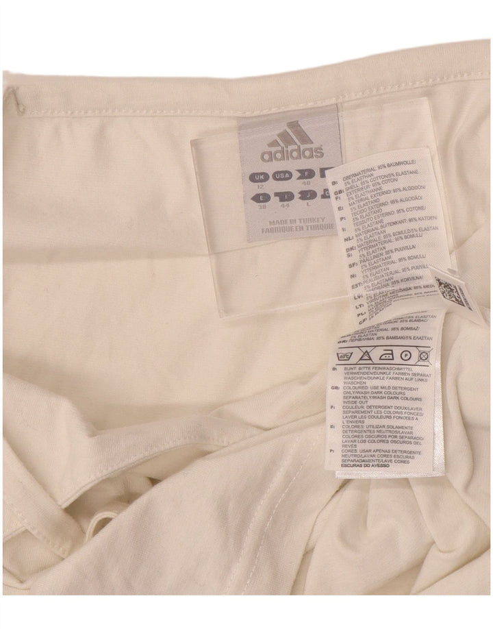 ADIDAS Top corto de tirantes para mujer UK 12 Mediano de algodón blanco roto