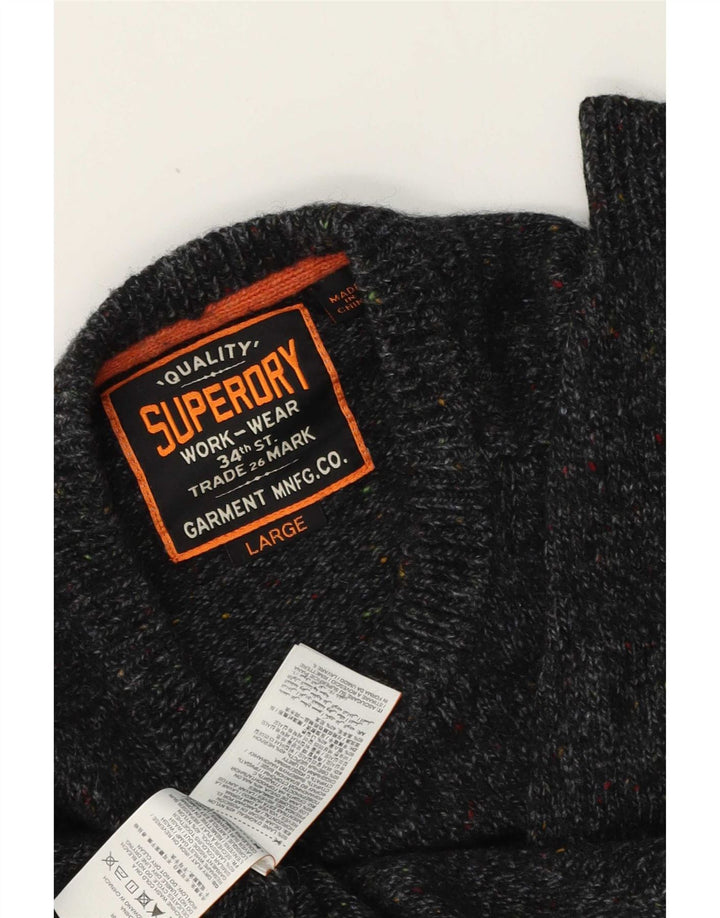 Superdry Jersey De Cuello Redondo Para Hombre De Lana Moteada Gris Grande