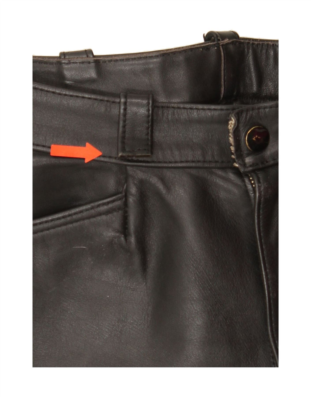 VINTAGE Womens Straight Leather Trousers W28 L27 Black Vintage Vintage and Second-Hand Vintage from Messina Hembry 