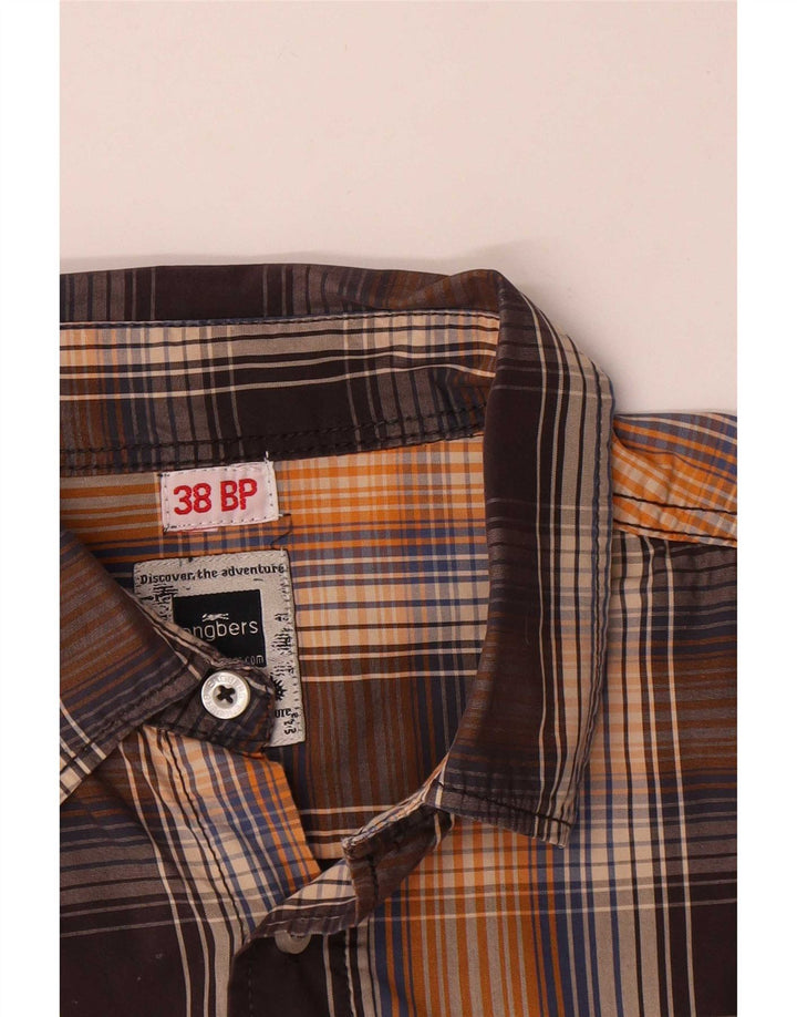 Engbers Camisa de manga corta para hombre Talla 38 Cuadros marrón medio