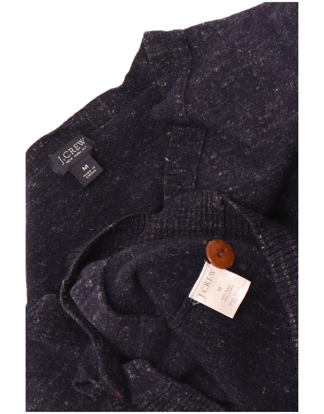 J. Crew Suéter tipo cárdigan ajustado para hombre de lana moteada en azul marino medio
