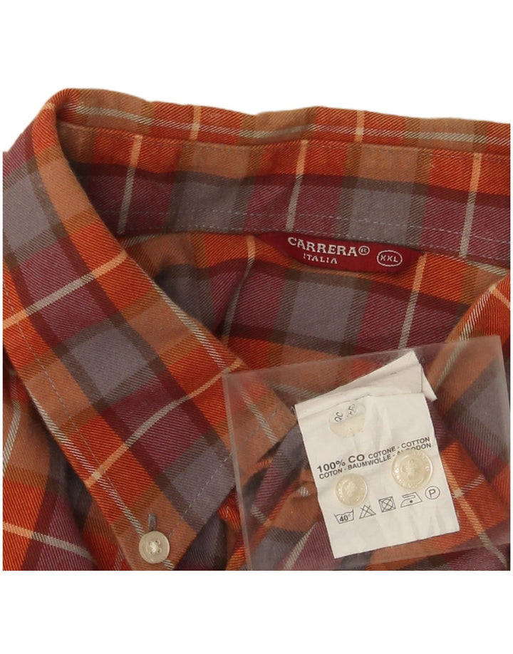 Carrera Camisa de franela para hombre 2XL Algodón a cuadros naranja