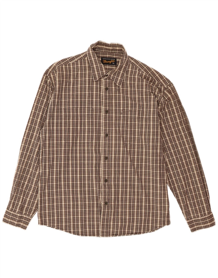 Wrangler Camisa De Franela Hombre XL Algodón A Cuadros Marrón