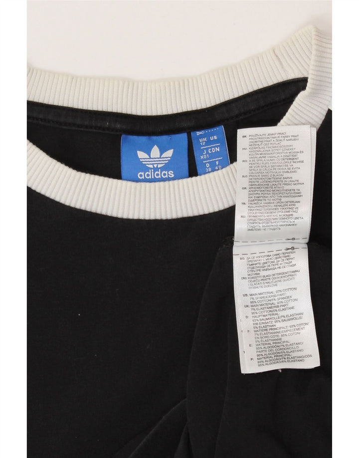 Adidas Camiseta de manga larga para mujer UK 12 Medium Black Cotton