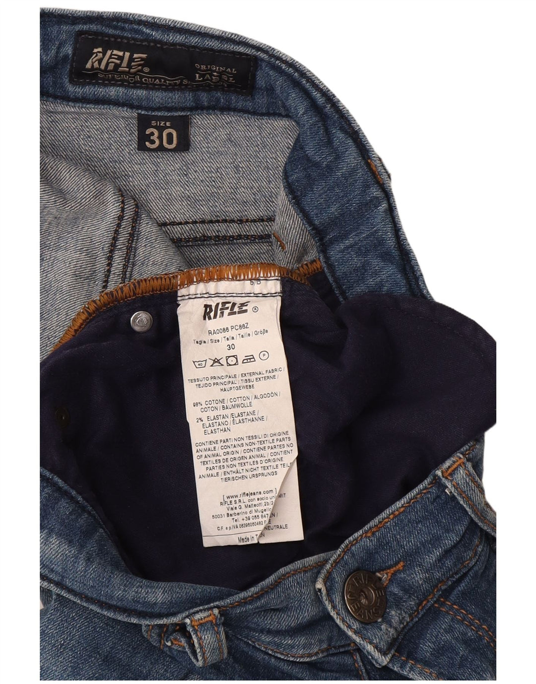 Vaqueros ajustados desgastados para mujer Rifle W30 L33 Algodón azul