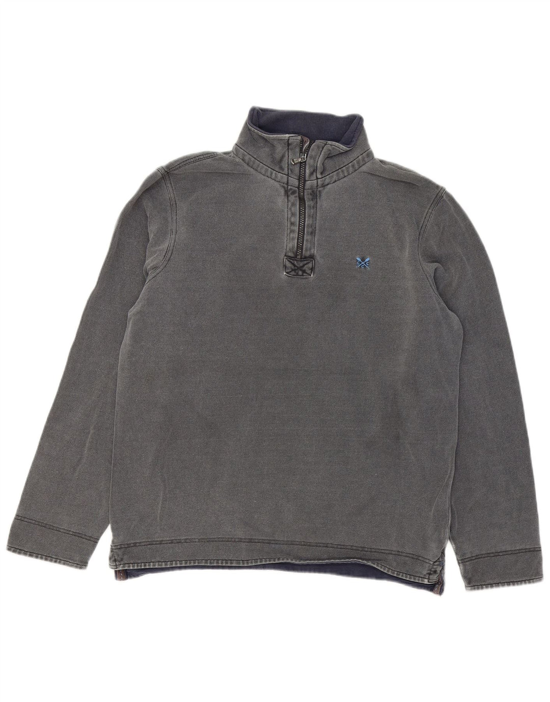 Crew Clothing - Sudadera con cuello y cremallera para hombre, jersey de algodón gris medio