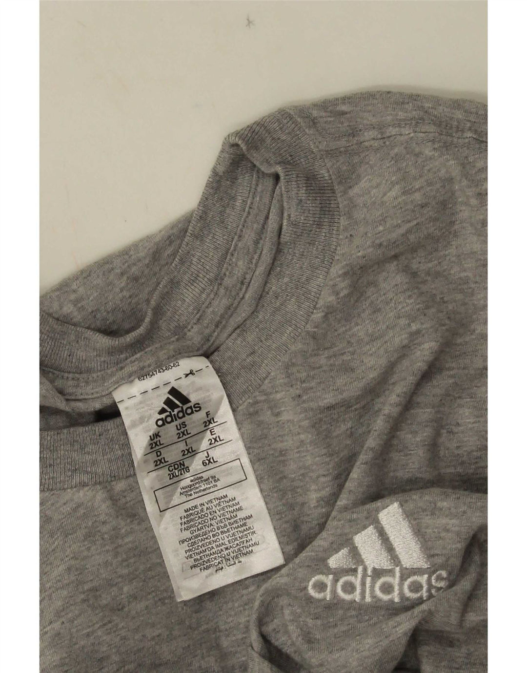 Adidas Camiseta Hombre Top 2XL Gris Algodón