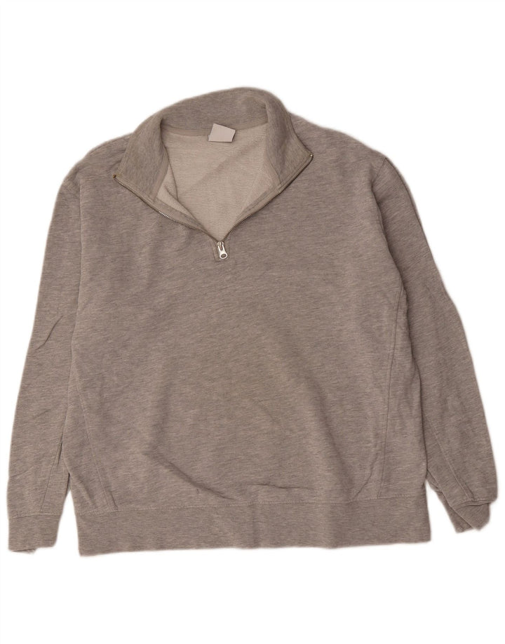 Zara Hombre Sudadera Con Cremallera Y Cuello Jumper Large Gris