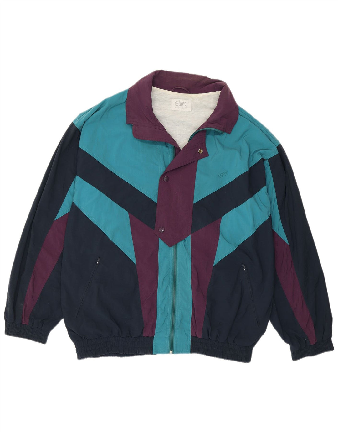 ETIREL Chaqueta superior de chándal holgada para hombre IT 50 Medium Blue Colourblock