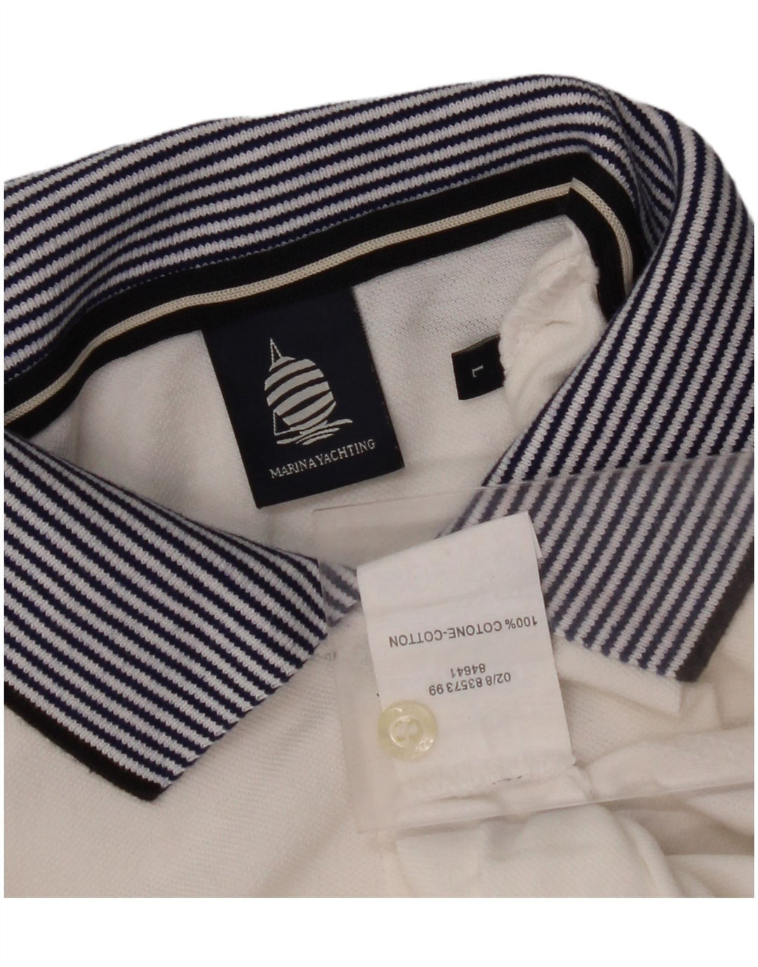 MARINA YACHTING Polo de mujer UK 46 Large Blanco Colorblock Algodón