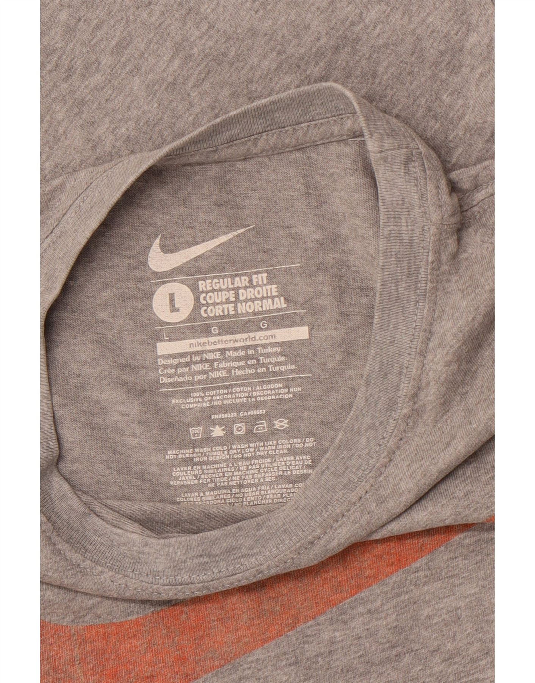NIKE Camiseta gráfica de ajuste regular para hombre Top grande de algodón gris