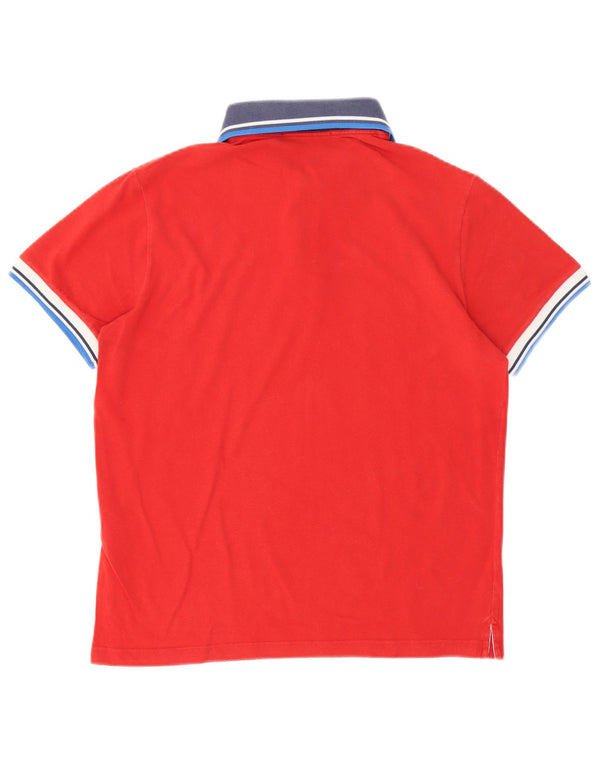 FRED PERRY Polo de hombre de algodón con bloques de color rojo pequeño