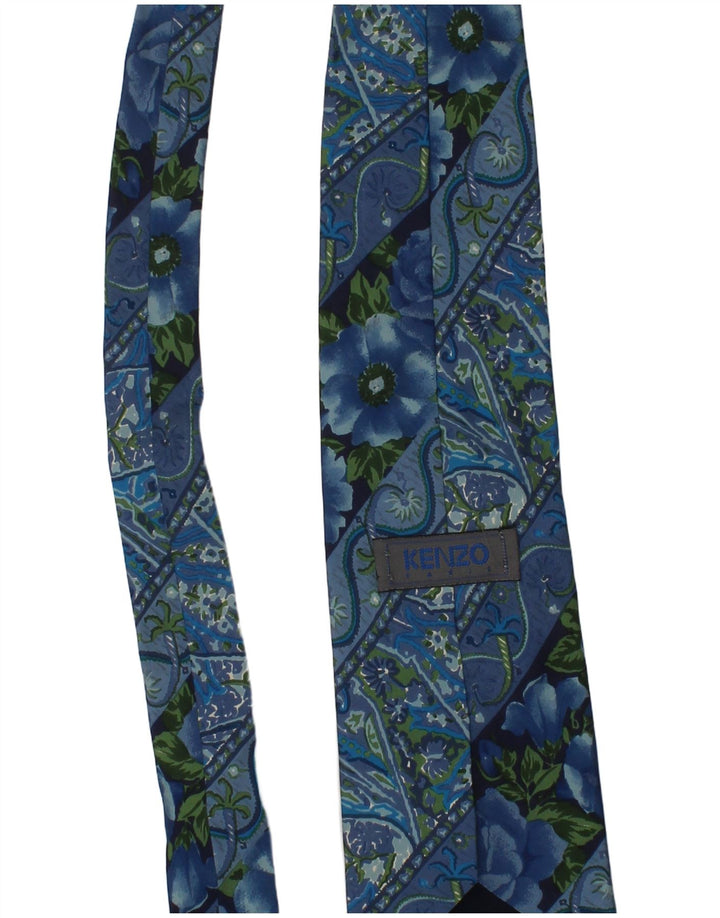 Kenzo Corbata para hombre Talla única Diseñador de seda floral azul