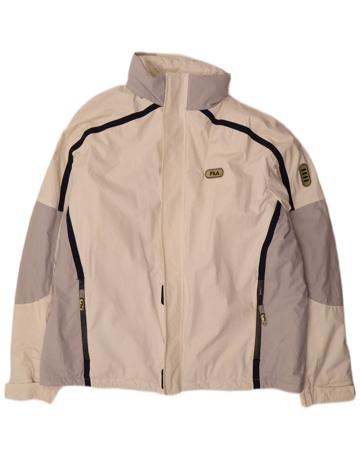 Fila Chaqueta de esquí para hombre UK 42 XL Nylon color block blanco