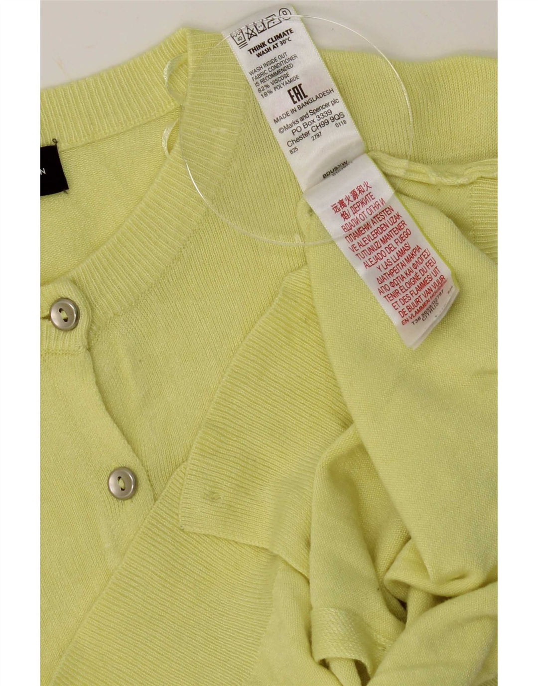 Marks & Spencer Suéter tipo cárdigan para mujer UK 12 Viscosa amarilla mediana