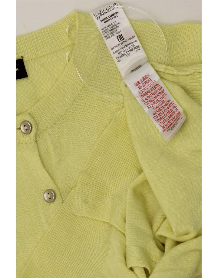 Marks & Spencer Suéter tipo cárdigan para mujer UK 12 Viscosa amarilla mediana