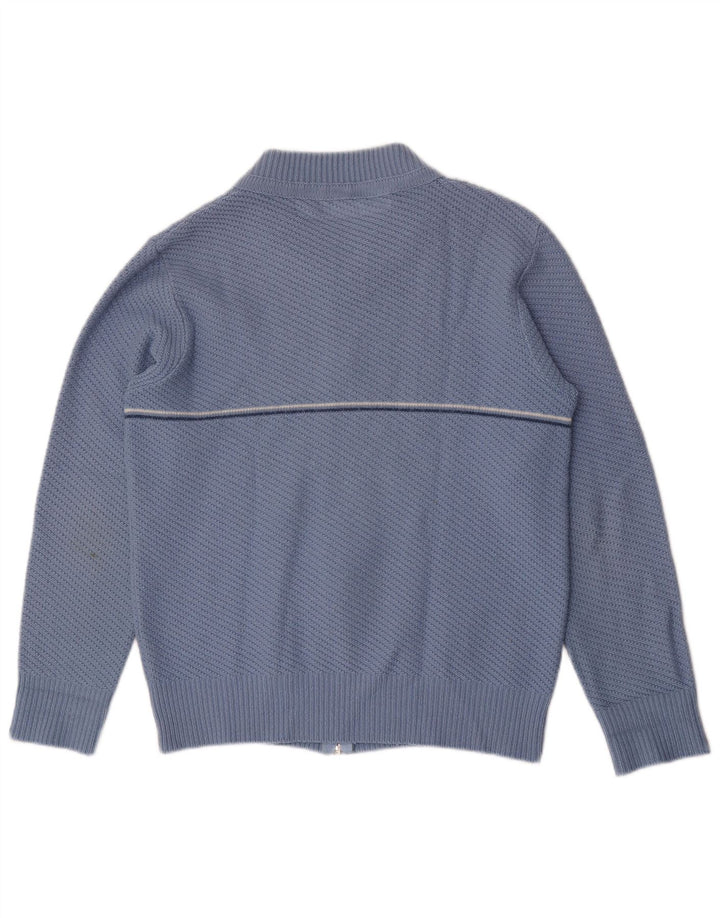 Vintage hombres Cardigan suéter medio azul rayas