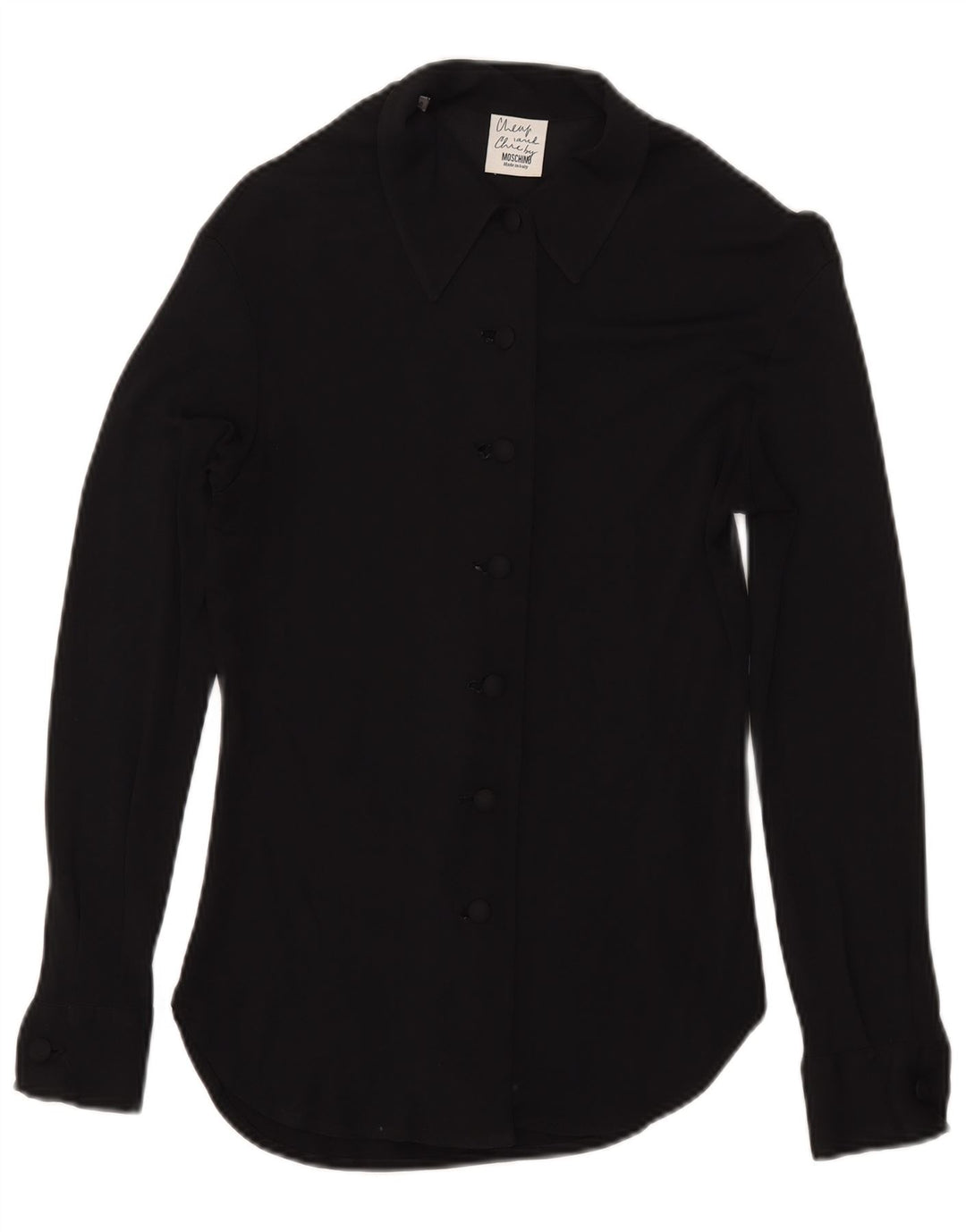 Moschino Blusa tipo camisa transparente para mujer UK 8 Small Rayón negro