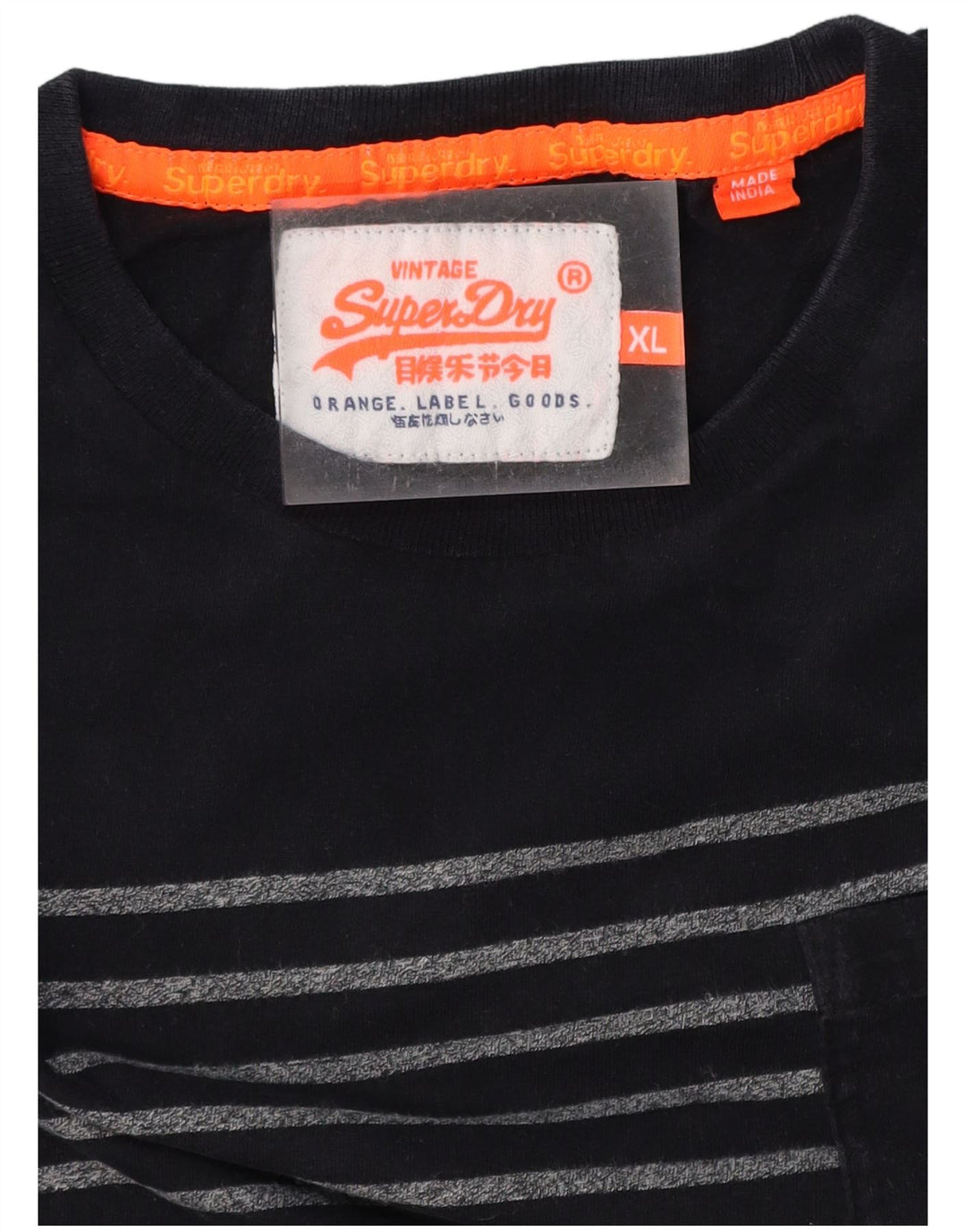 SUPERDRY Camiseta Hombre Top XL Azul Marino Rayas
