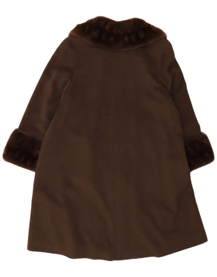 VINTAGE Abrigo de gran tamaño para mujer Reino Unido 14 Lana caqui grande