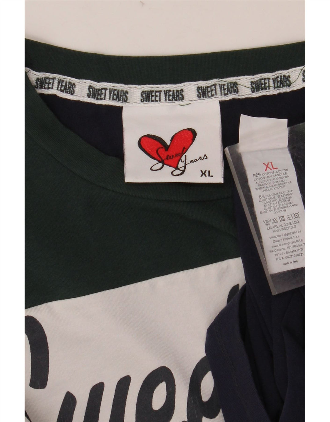 SWEET YEARS Top gráfico para mujer de manga larga UK 40 XL Azul marino Colorblock