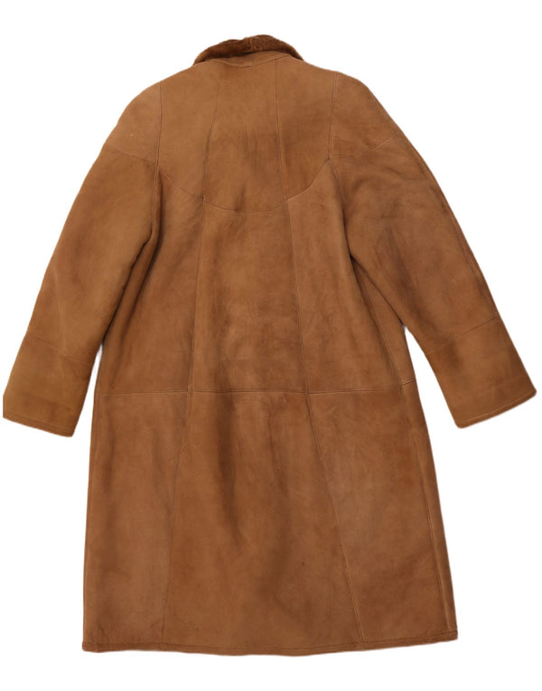 VINTAGE Abrigo de piel de oveja para mujer IT 52 2XL Piel de oveja marrón