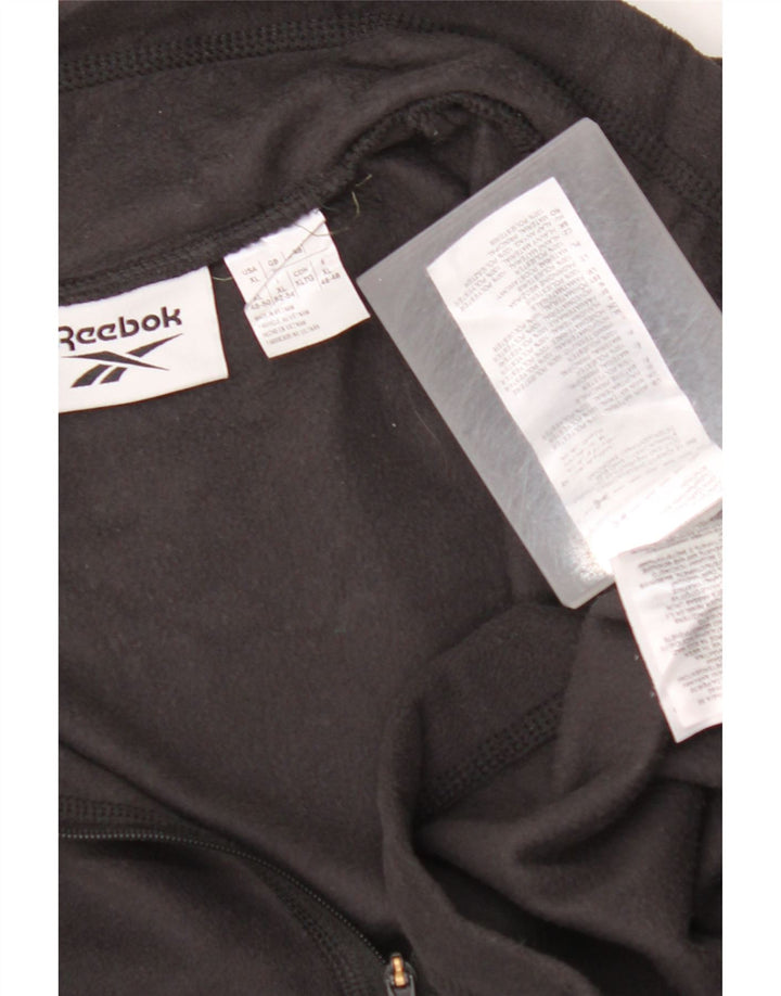 REEBOK Jersey polar con cuello y cremallera para hombre XL Poliéster negro