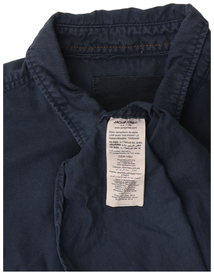 Camisa Jack & Jones Hombre Grande Azul Marino Algodón