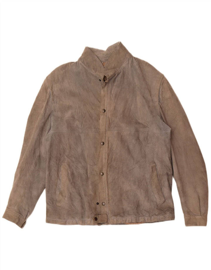 Vintage hombres ante chaqueta Reino Unido 38 gris medio