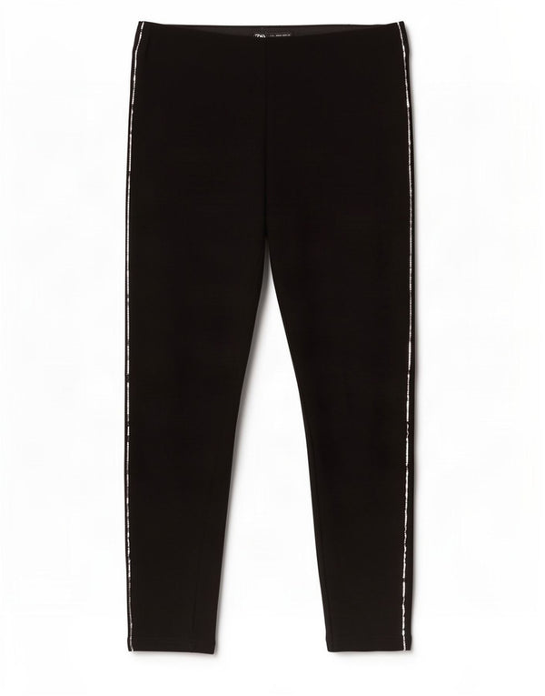 Zara Mujer Pantalón Pitillo Cropped Grande W30 L24 Viscosa Negra