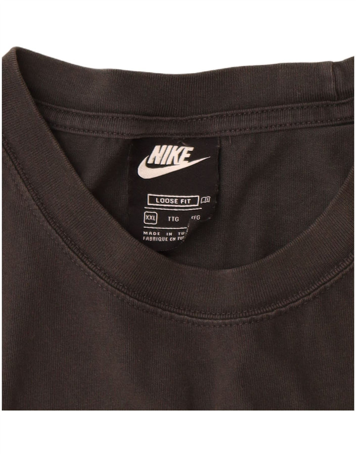 NIKE Camiseta holgada para hombre con gráfico, talla 2XL, algodón negro