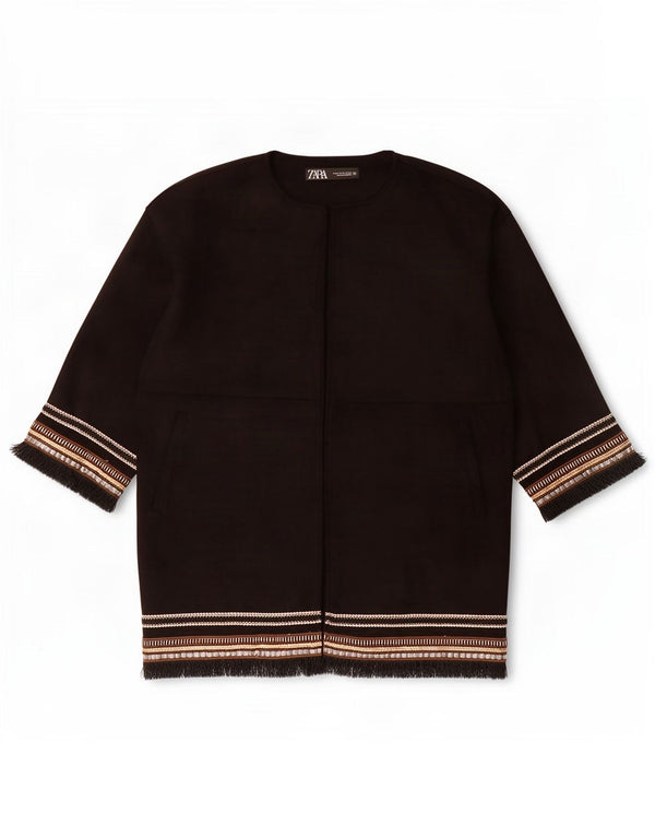 Zara Abrigo abierto de manga 3/4 de gran tamaño para mujer UK 6 XS Negro a rayas