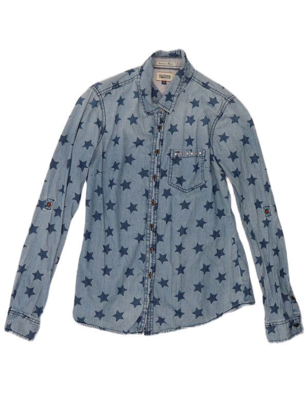 Tommy Hilfiger Camisa Vaquera con Estampado Abstracto para Mujer UK 6 XS Azul