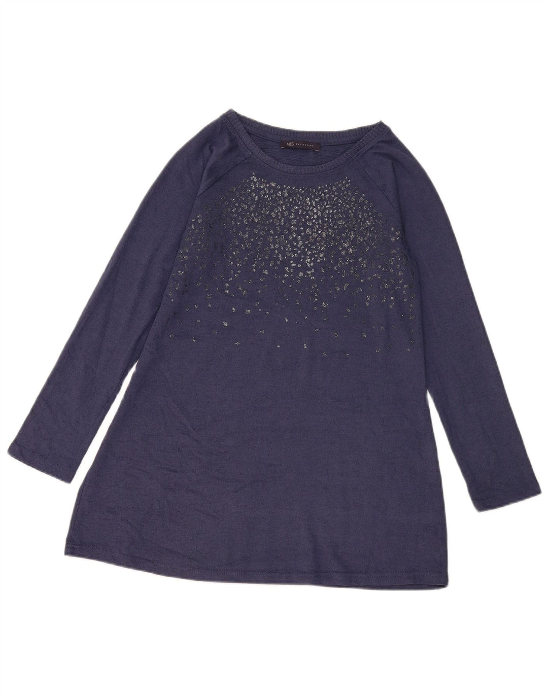 Marks & Spencer Top tipo túnica de manga larga para mujer UK 10 Small Azul marino