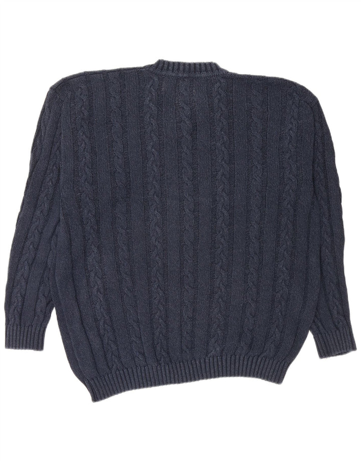 Jaeger Jersey con cuello en V para hombre, talla grande, algodón azul marino