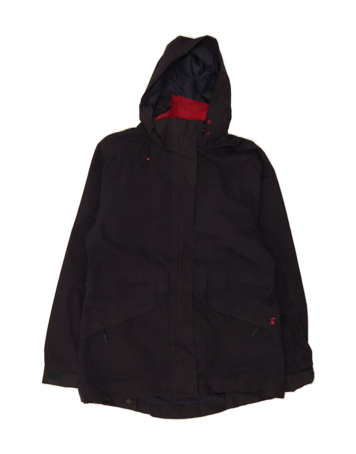 JOULES Womens Hooded Rain Jacket UK 10 Small Navy Blue Polyester Vintage Joules and Second-Hand Joules from Messina Hembry 