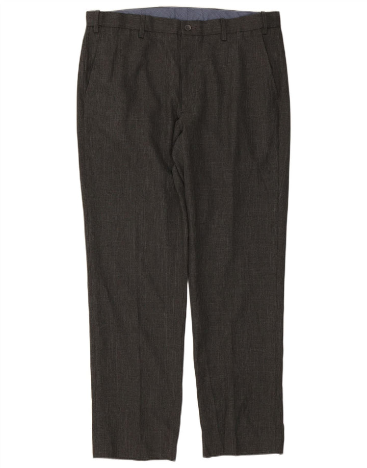 MARKS & SPENCER Pantalón de traje recto para hombre W36 L31 Poliéster gris