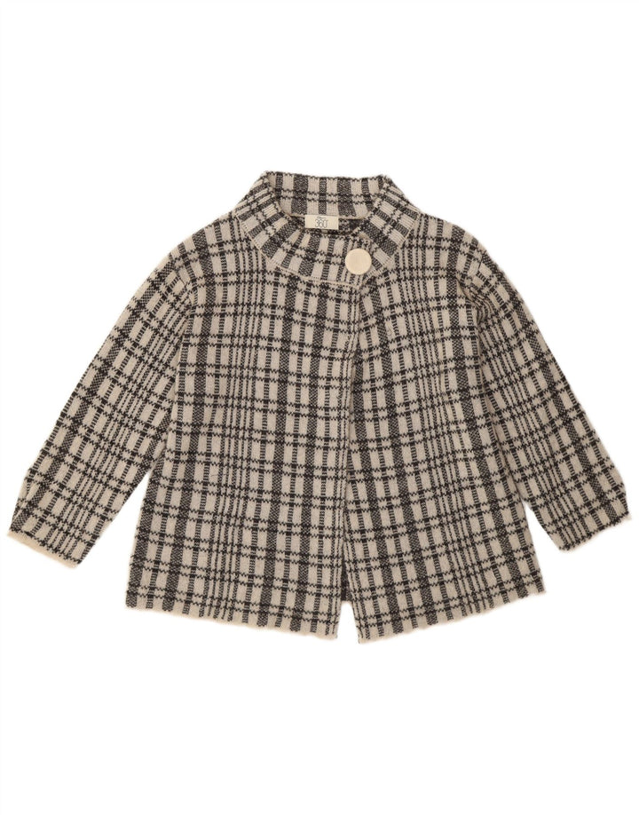 Vintage mujer 3/4 manga cardigan suéter Reino Unido 12 cheque azul medio