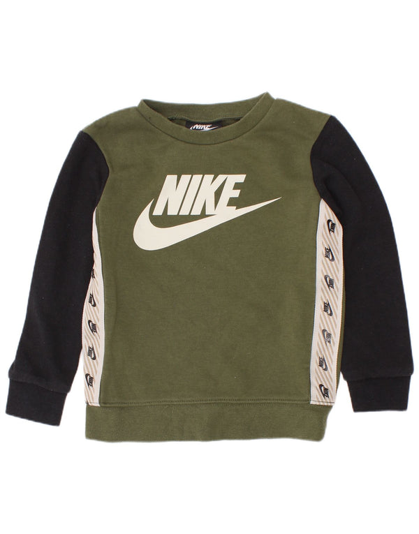 Nike Boys Graphic Sudadera Jumper 2-3 años Verde Colorblock Algodón