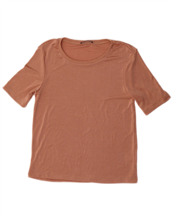 Zara Mujer Camiseta Top UK 42 Medio Rosa Poliéster
