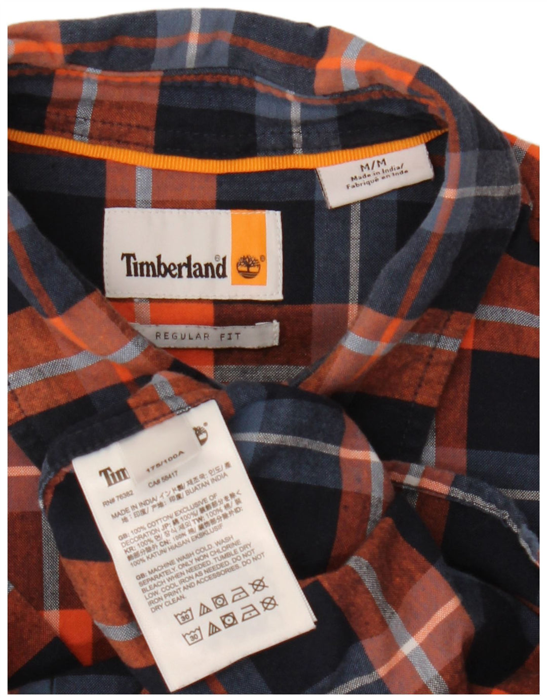 Camisa Timberland Hombre Manga Corta Regular Fit Cuadros Azul Marino Mediano