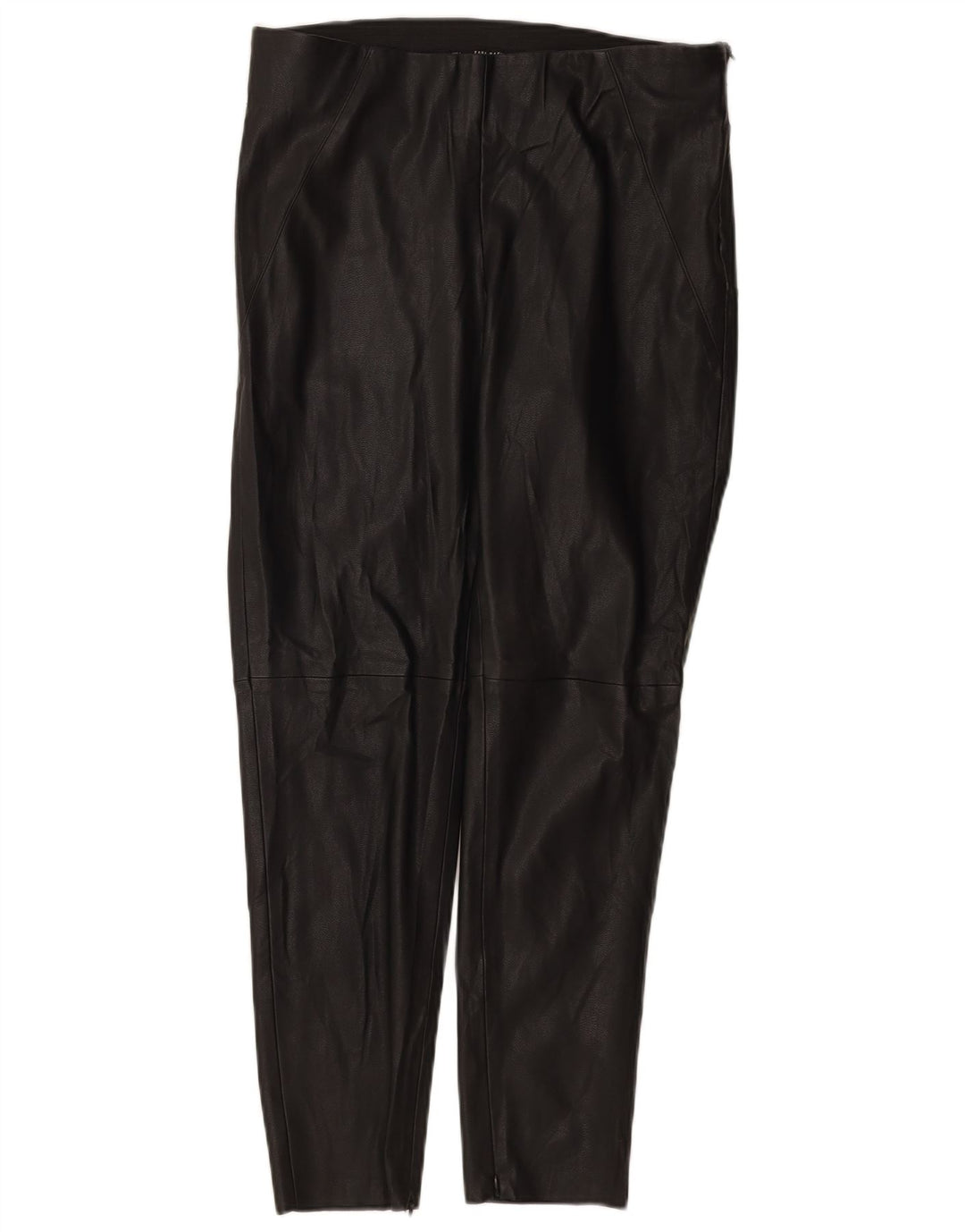 Zara Mujer Pantalones Slim De Cuero Grande W30 L27 Negro