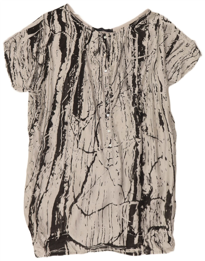 Zara Vestido Burbuja Extragrande con Estampado Abstracto para Mujer UK 44 Seda Gris Medio