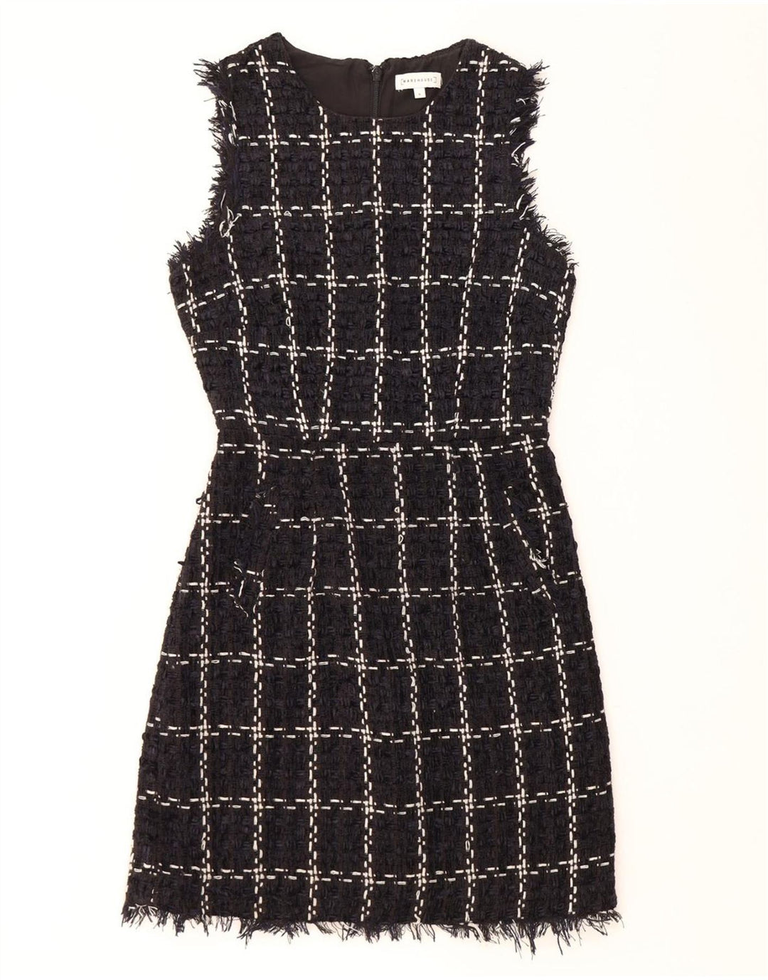 WAREHOUSE Vestido tubo sin mangas para mujer UK 8 Small Navy Blue Check