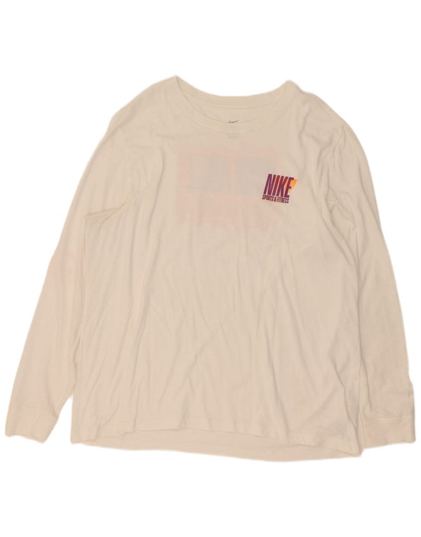 Nike Dri Fit Graphic Top manga larga para hombre, 2XL, algodón blanco