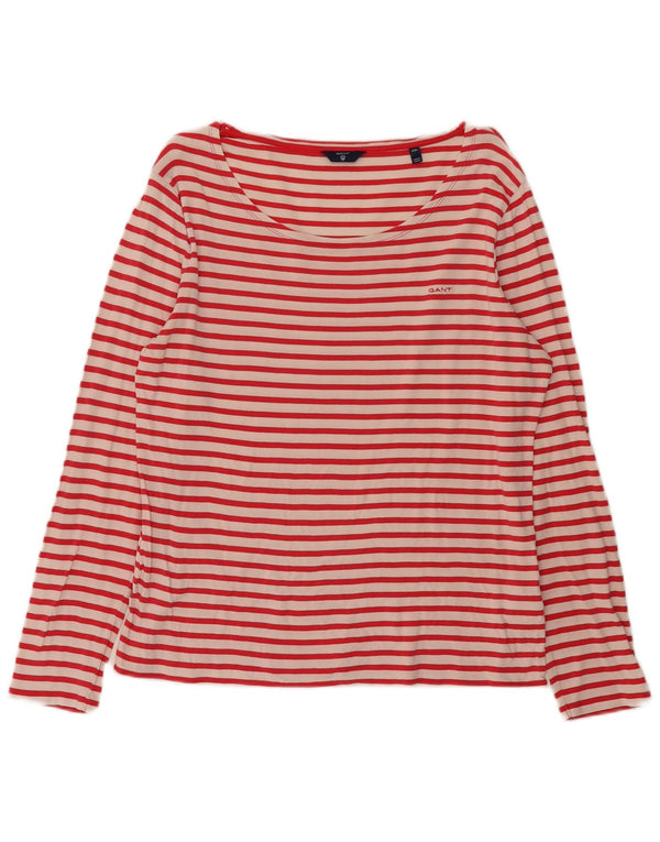 Gant Top Mujer Manga Larga UK 20 2XL Algodón A Rayas Rojo