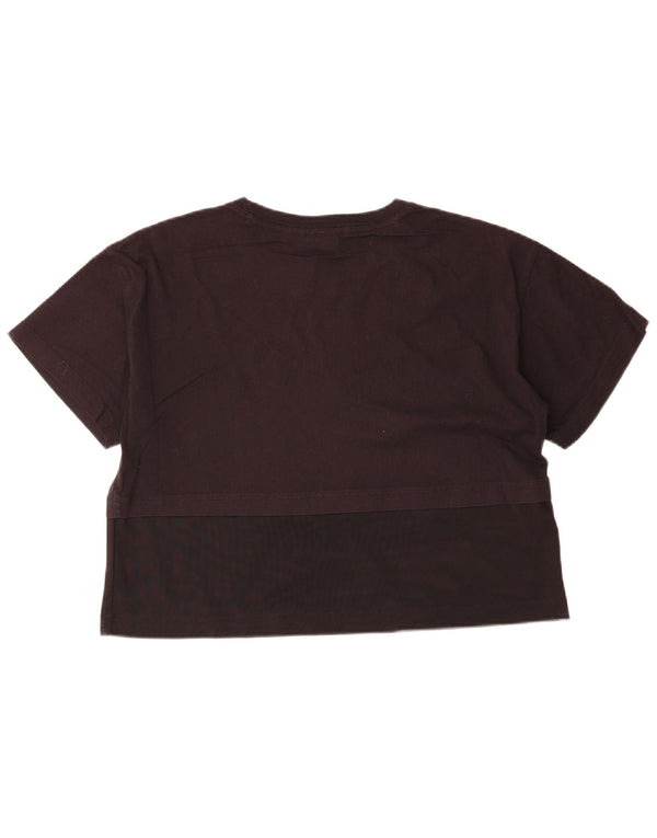 Champion Camiseta Corta para Mujer UK 46 Grande Negro Colorblock Algodón
